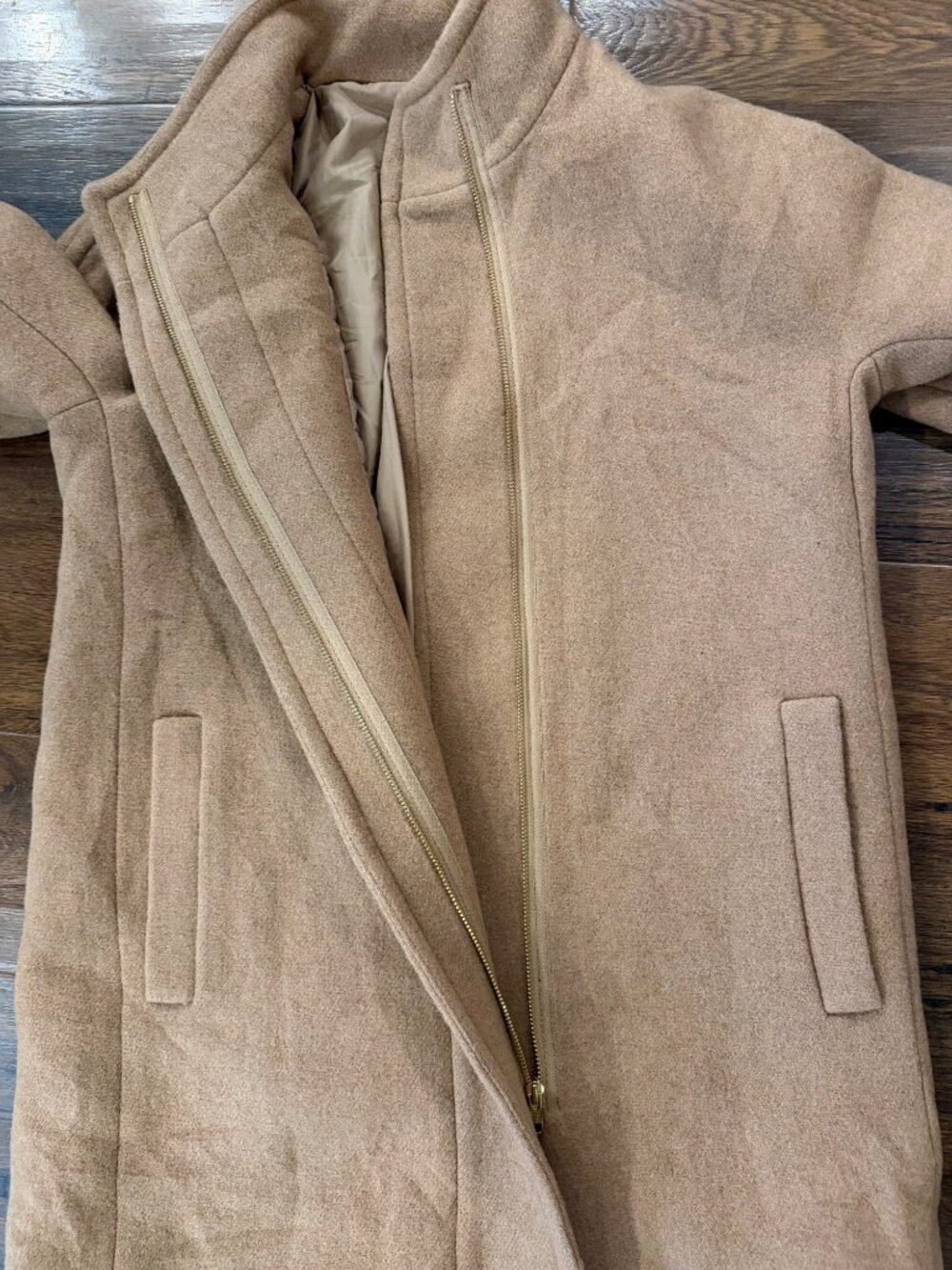 J. Crew Womens Pea Coat Wool Blend Camel Tan Sz 10 - Picture 5 of 12